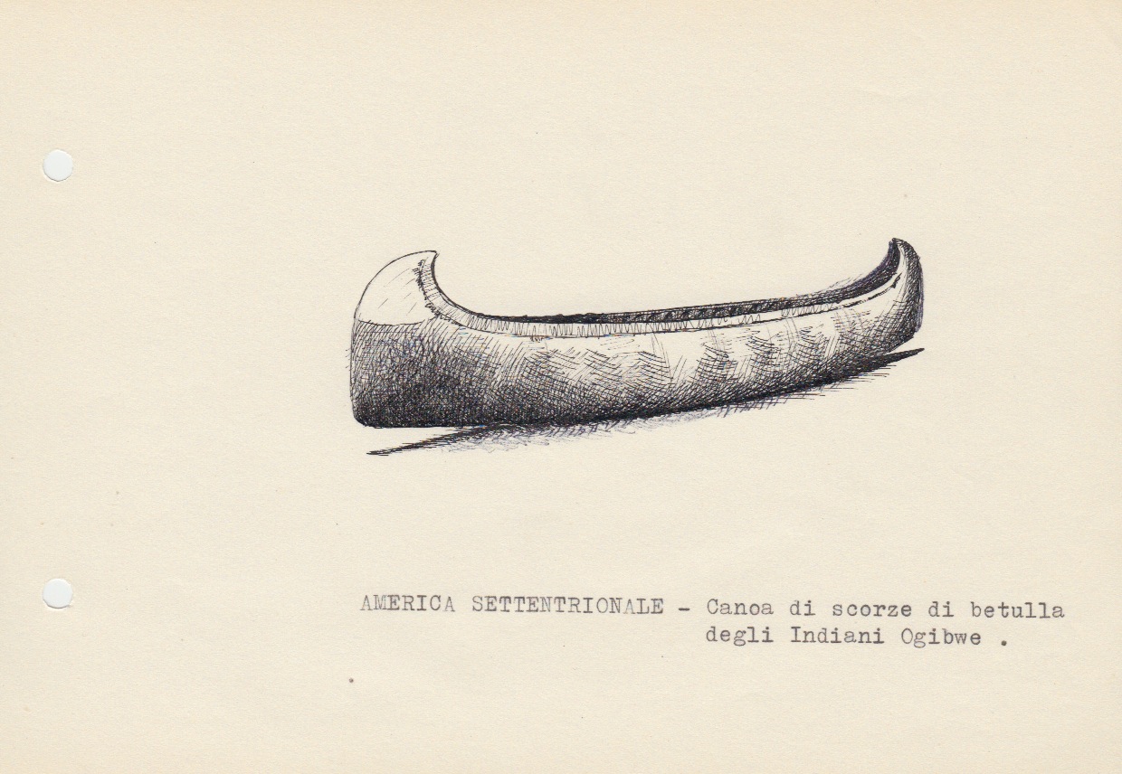 054 America Settentrionale - canoa di scorze di betulla degli Indiani Ogibwe